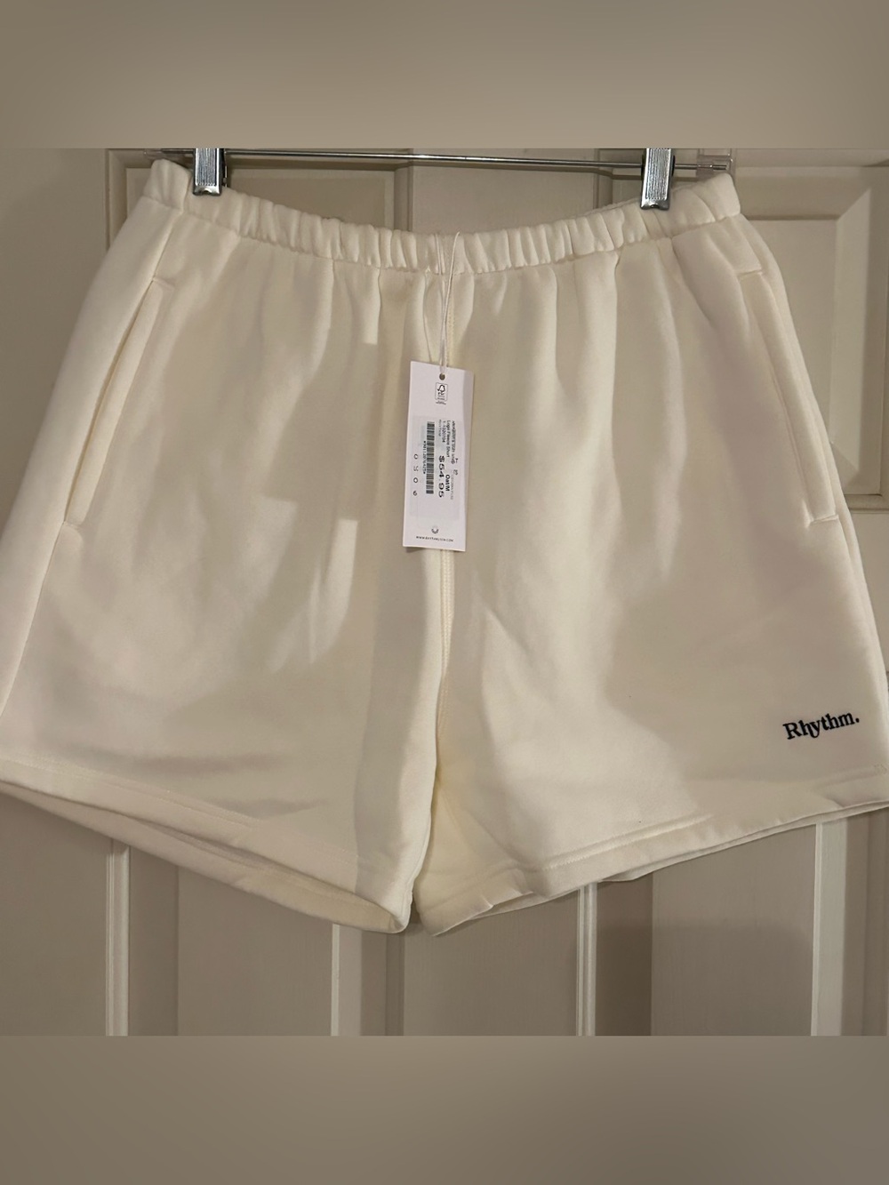 Rhythm. Cream High-Rise Elastic Waist Athletic Shorts